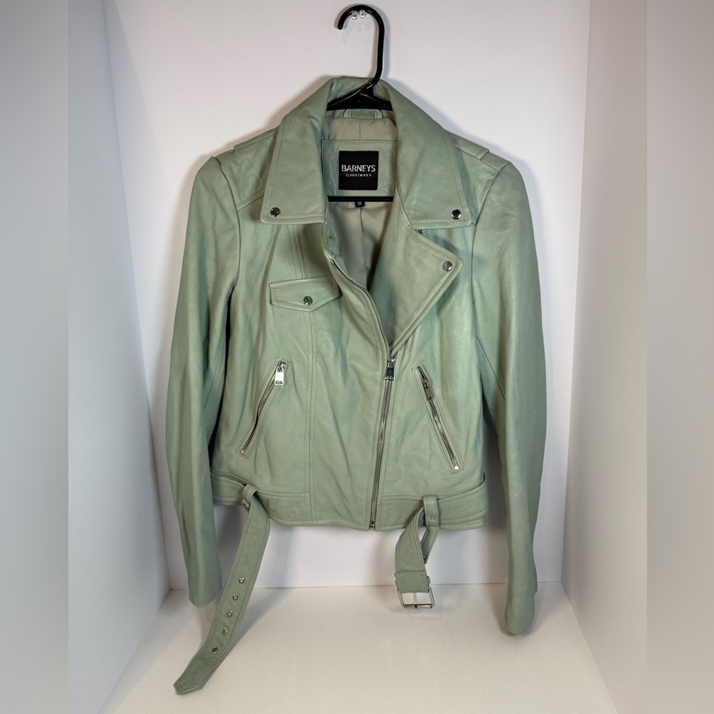 Barneys  Light Green Leather Jacket